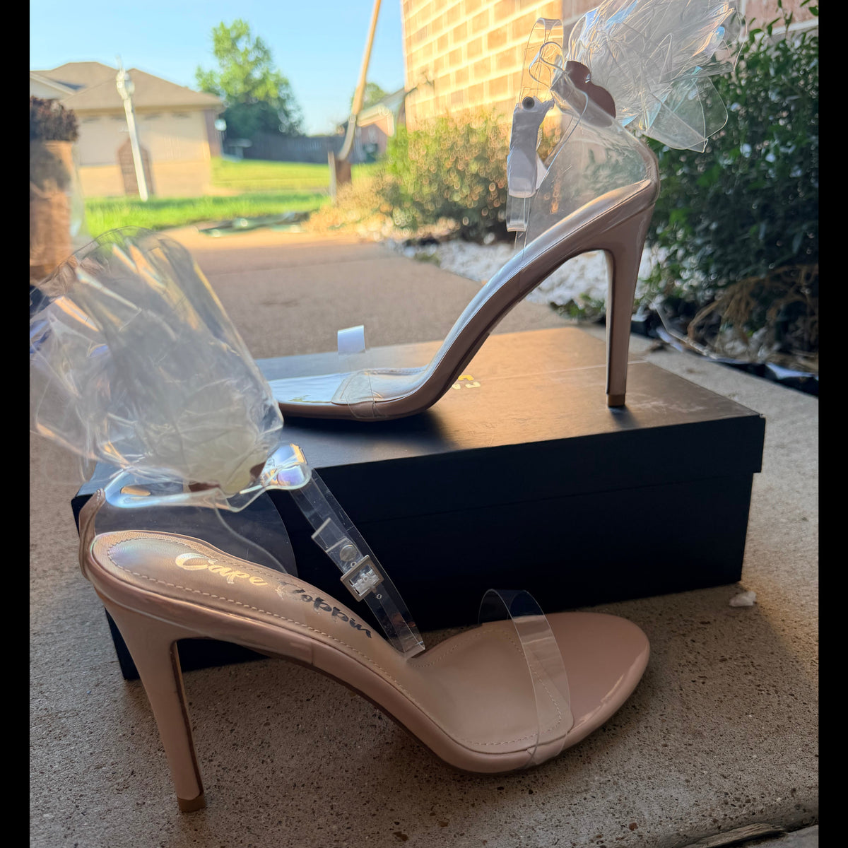 Nude and Clear Stiletto Heel