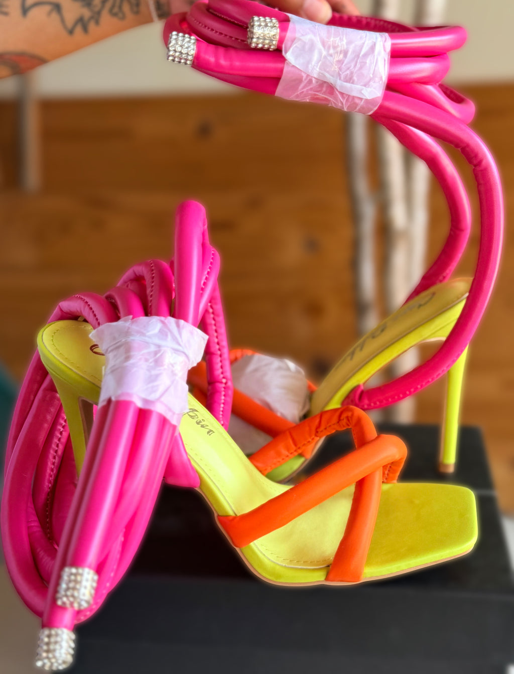 Colorful Lace-Up Heels