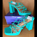 Turquoise Ties Platform Heel