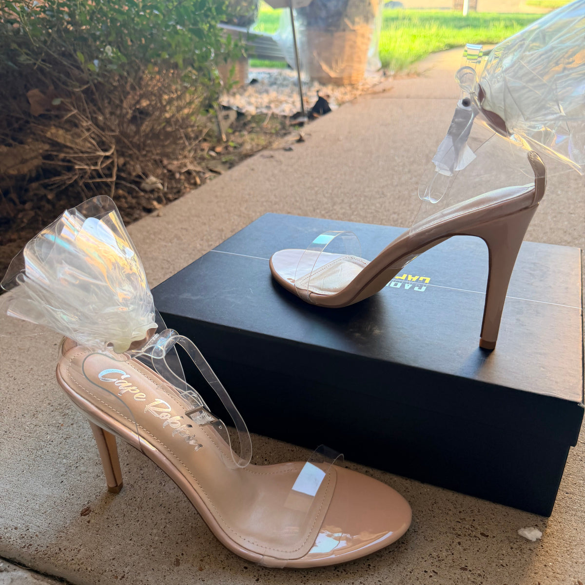 Nude and Clear Stiletto Heel