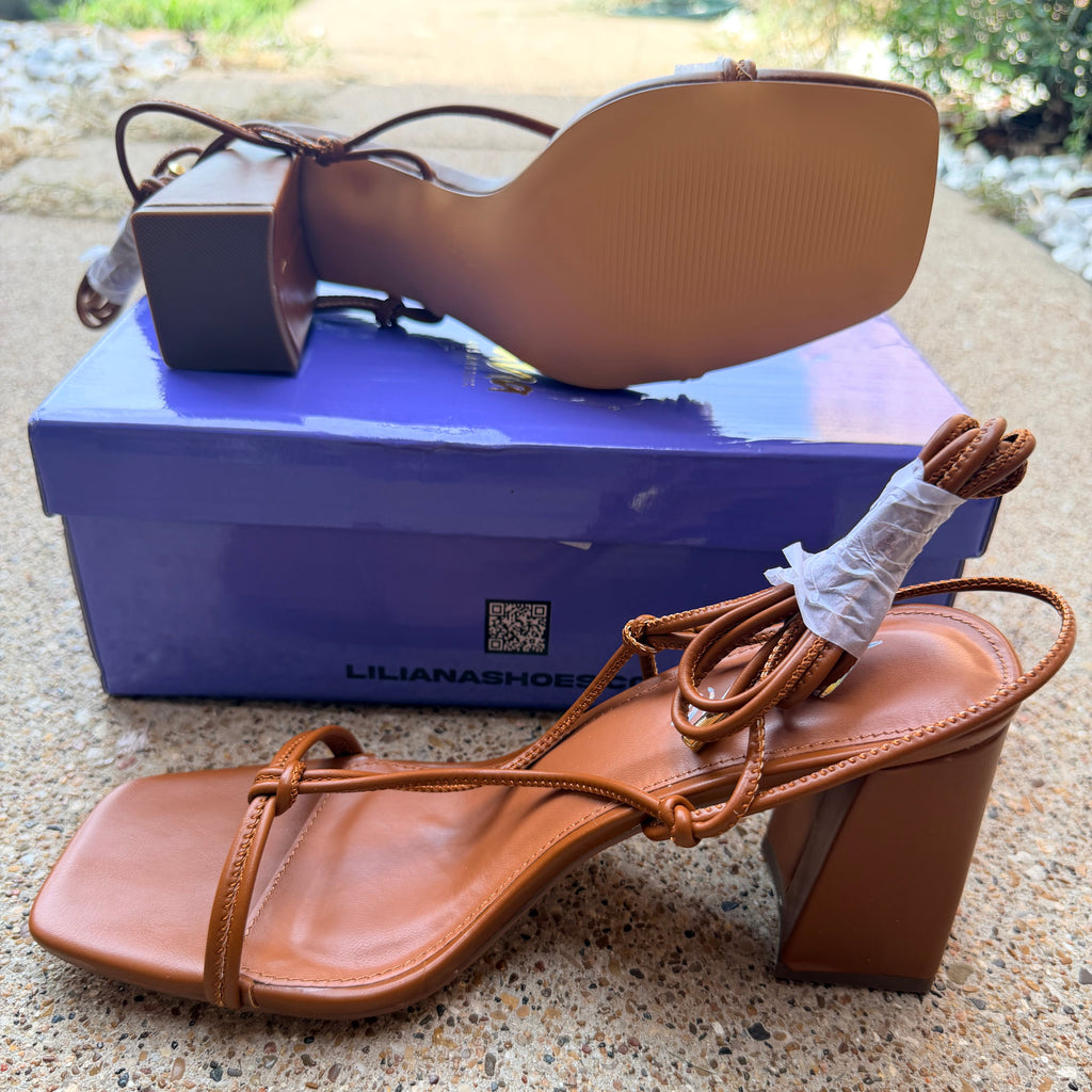 Brown Strappy Block Heels