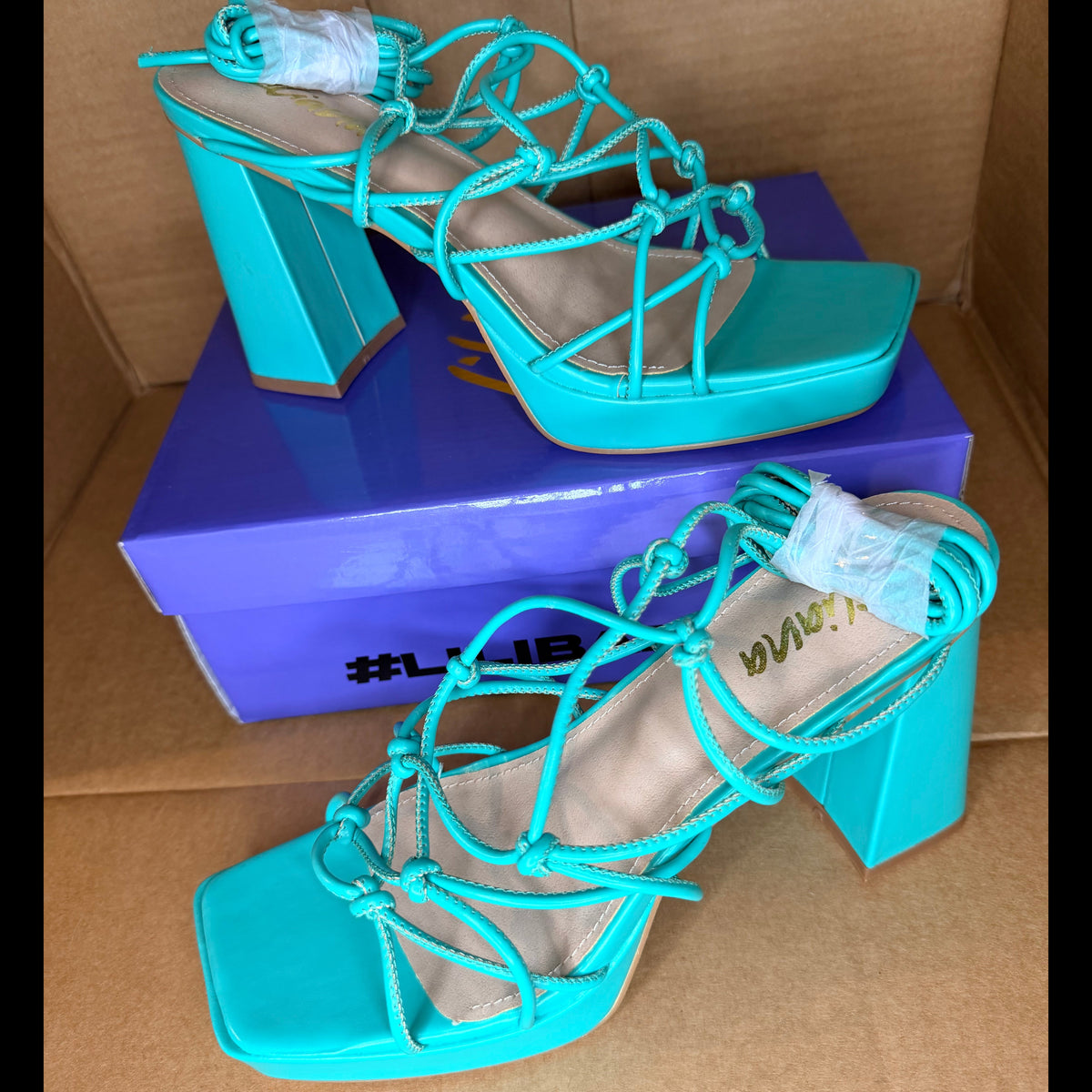Turquoise Ties Platform Heel