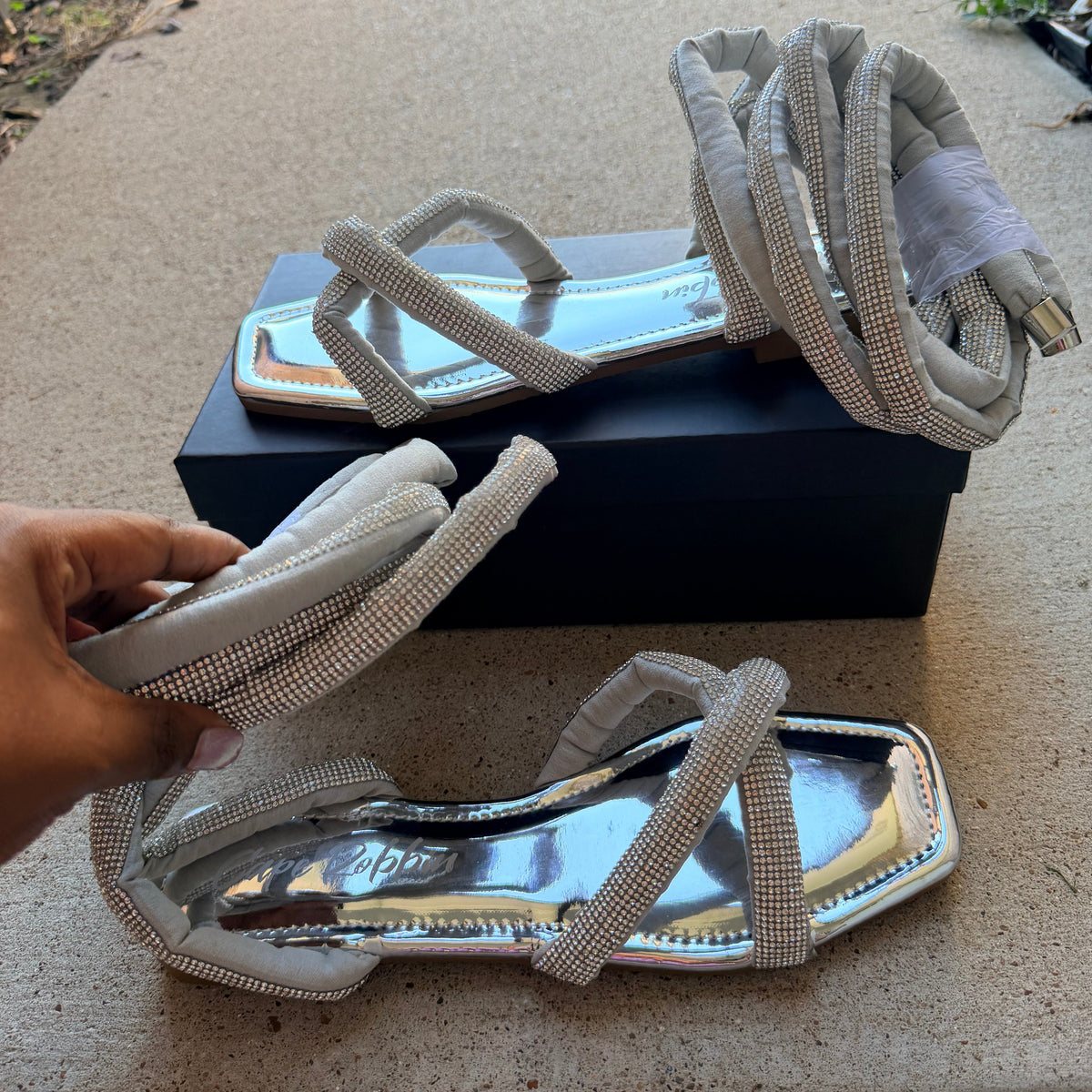 Silver Rhinestone Sandals