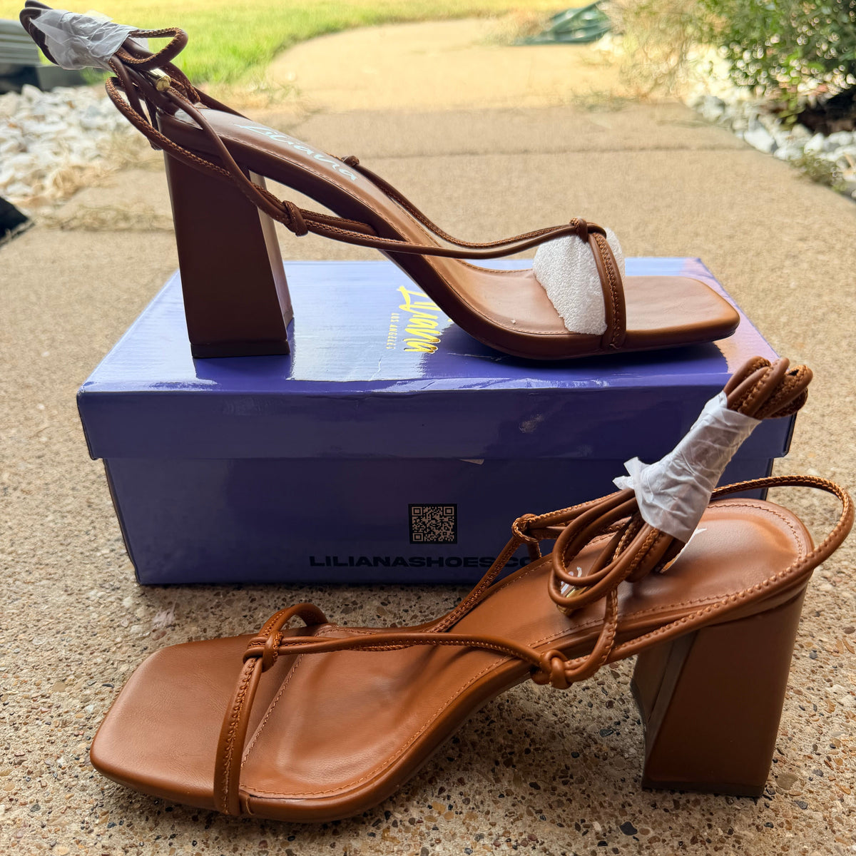 Brown Strappy Block Heels