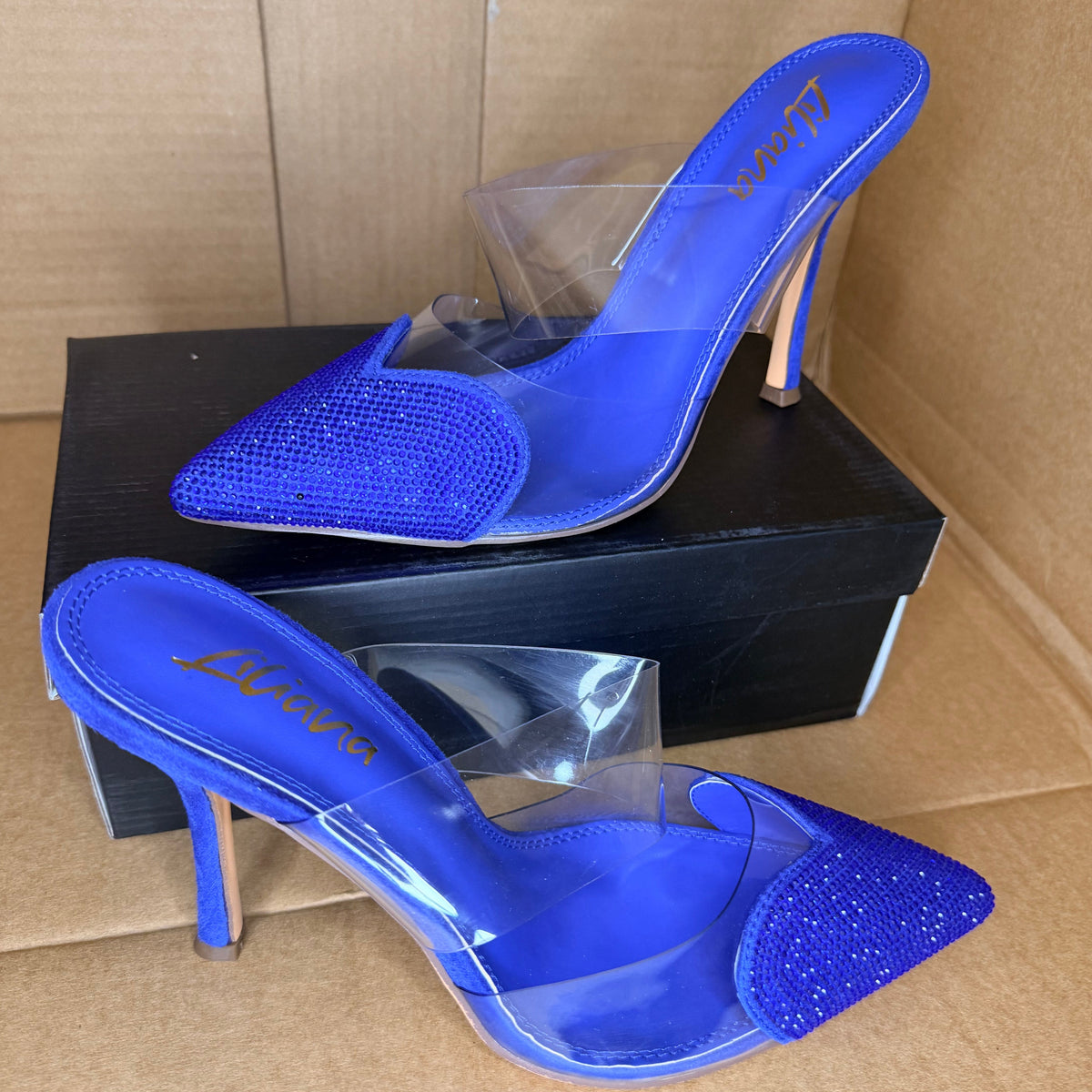 Blue Ice Rhinestone Mule