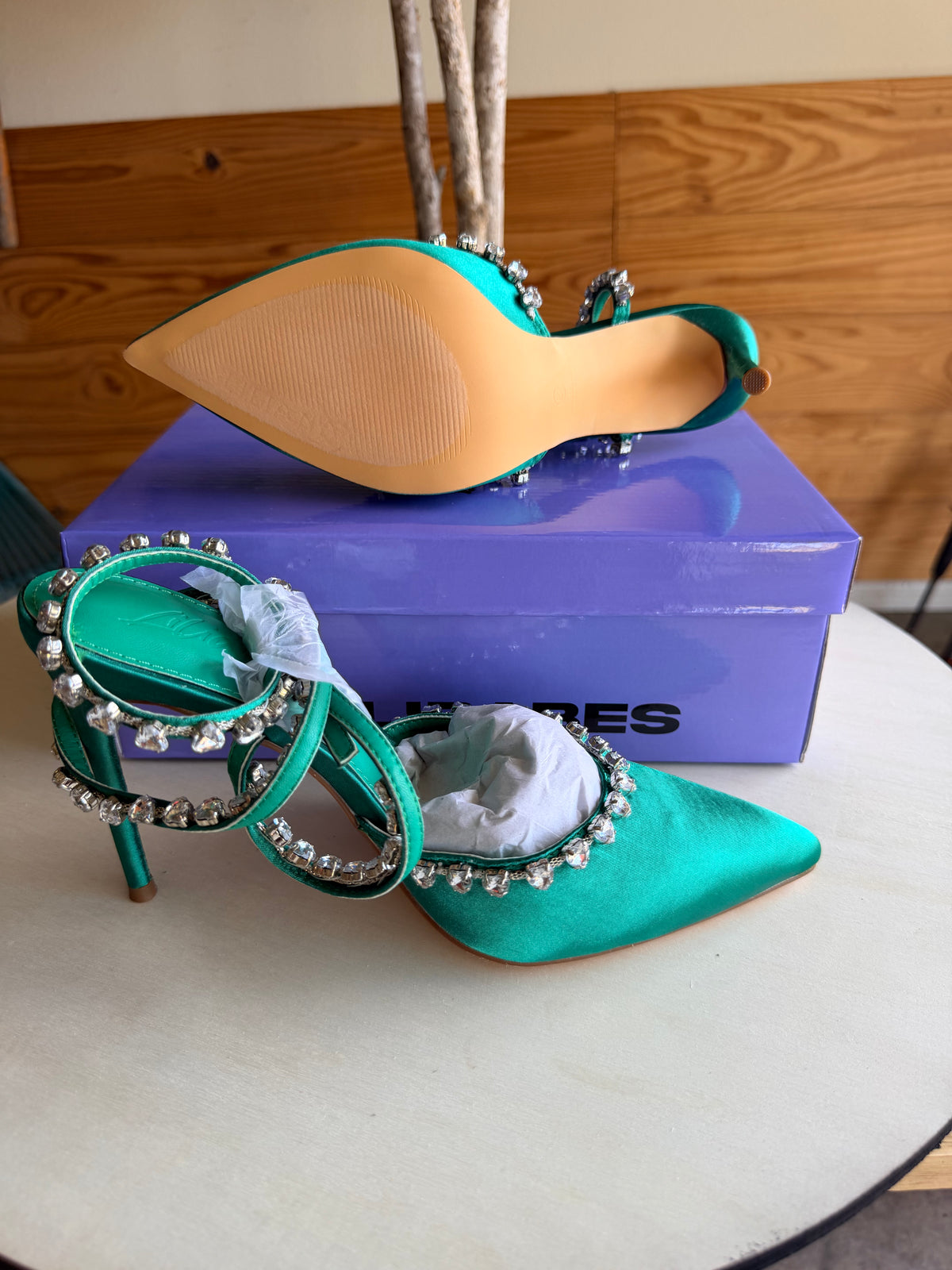 Emerald Green Rhinestone Heels