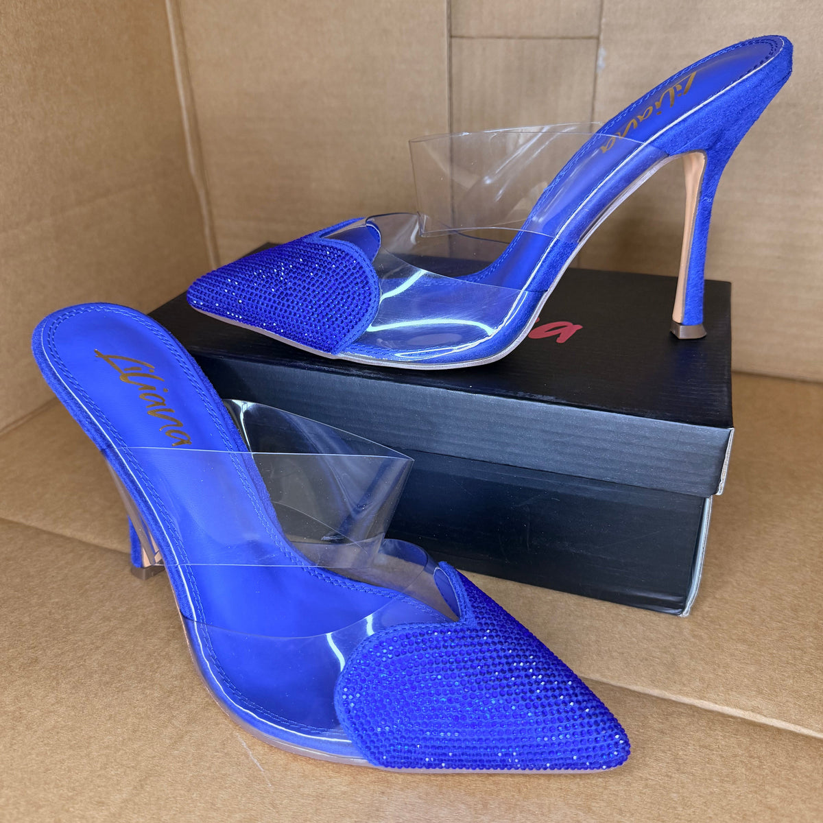 Blue Ice Rhinestone Mule