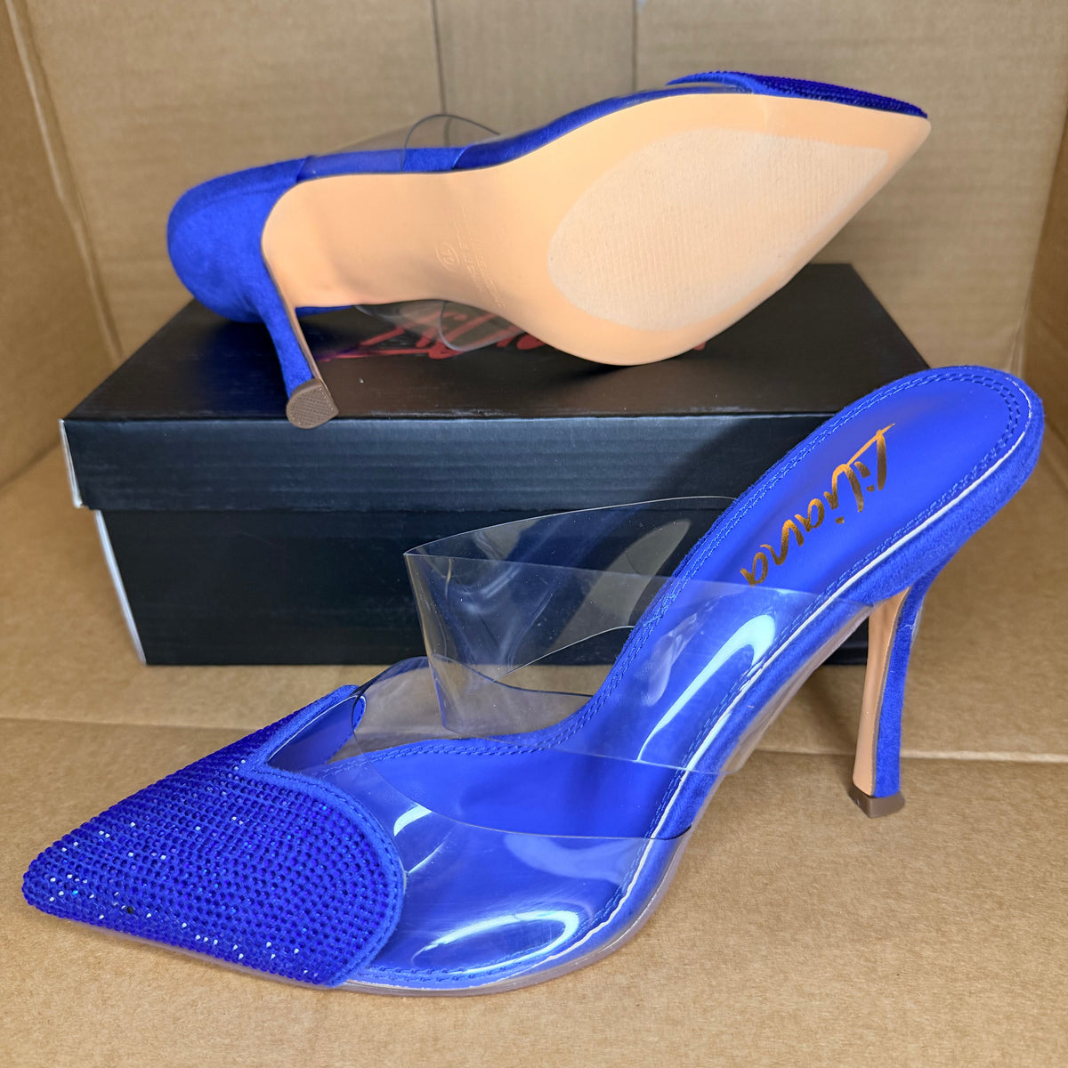 Blue Ice Rhinestone Mule