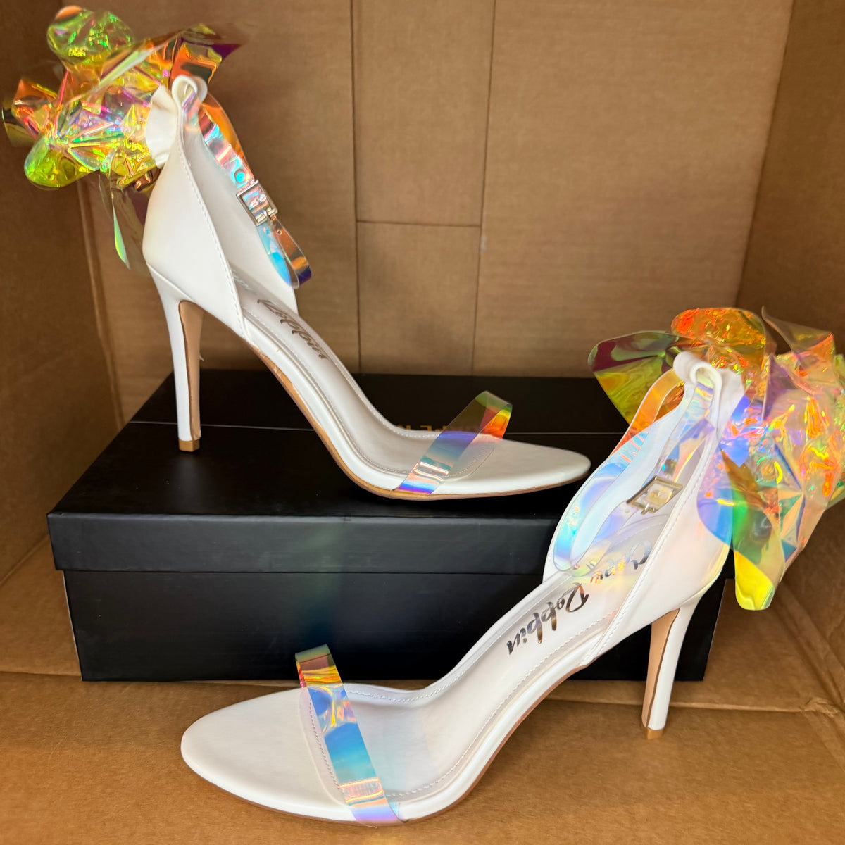 Iridescent Bow Heels