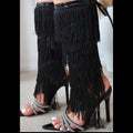 Black Fringe Heels